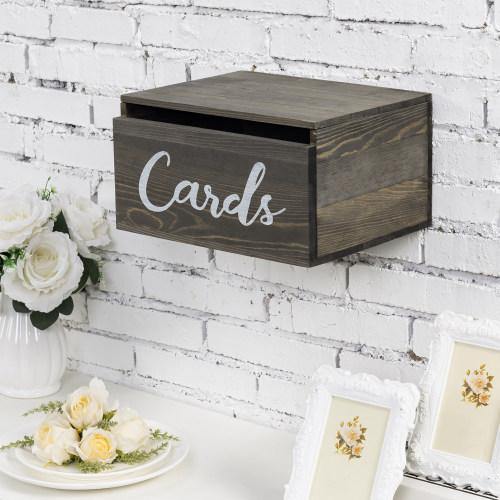 Vintage Gray Wood Wedding Card Box with Lid - MyGift