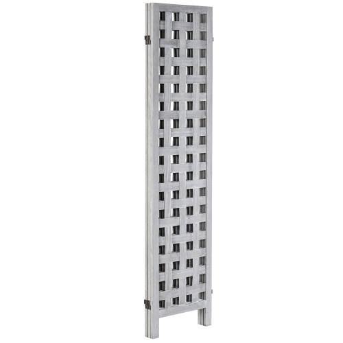 Vintage Gray Woven Grid Wood Room Divider - MyGift