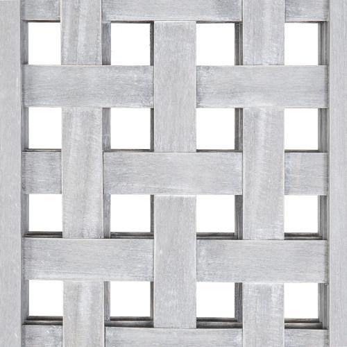 Vintage Gray Woven Grid Wood Room Divider - MyGift