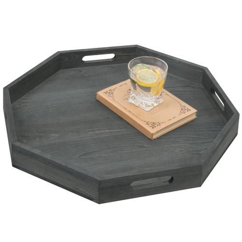 Vintage Grey Wood Octagonal Serving Tray