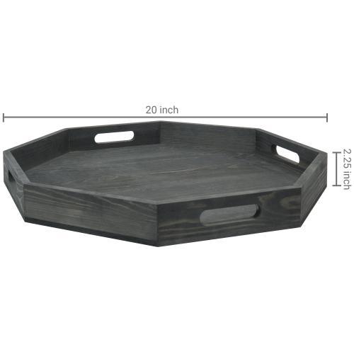 Vintage Grey Wood Octagonal Serving Tray