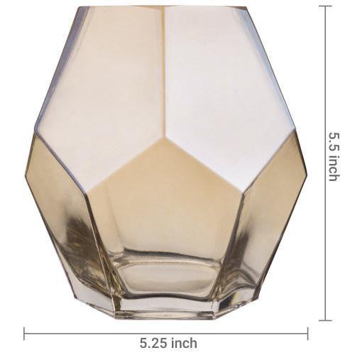 Vintage Hexagon-Shaped Caramel Glass Flower Vase - MyGift
