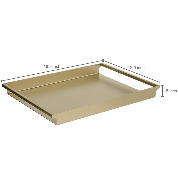 Vintage Metal Brass-Tone Decorative Serving Tray with Sleek Rounded Cutout Handles - MyGift Enterprise LLC