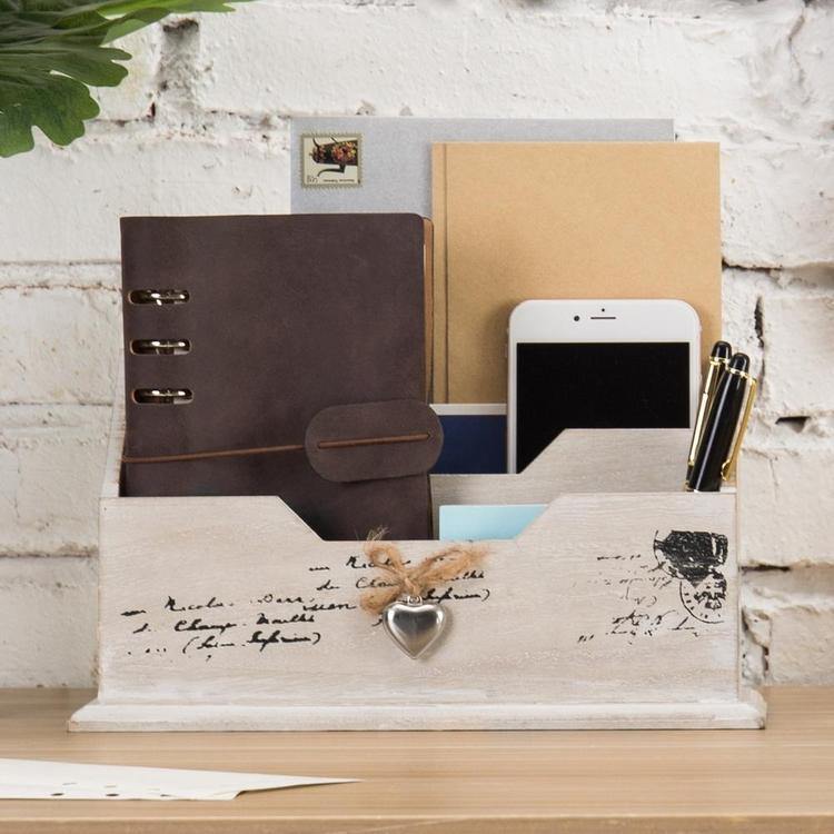 Vintage Postcard Design Wood Mail Organizer - MyGift