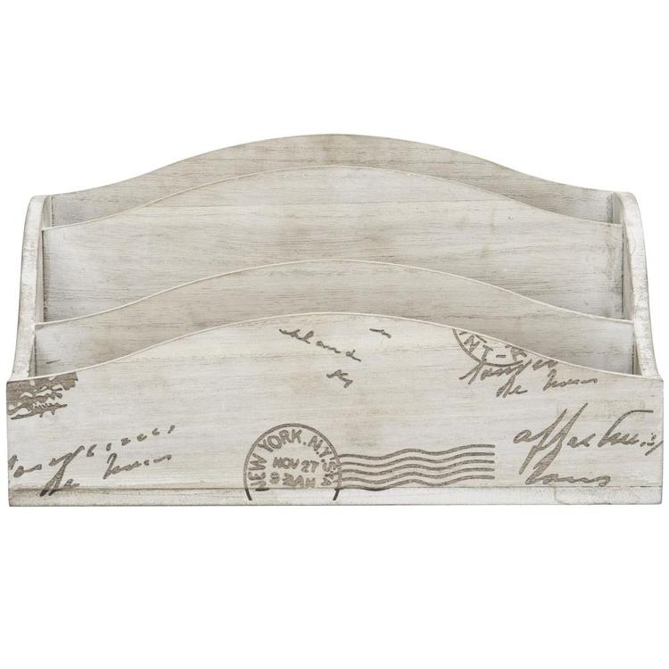 Vintage Style Postcard Design Wood Mail Sorter Box, Beige - MyGift Enterprise LLC