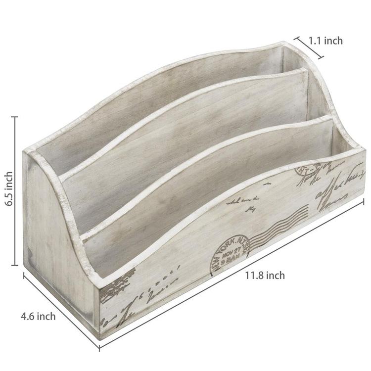 Vintage Style Postcard Design Wood Mail Sorter Box, Beige - MyGift Enterprise LLC