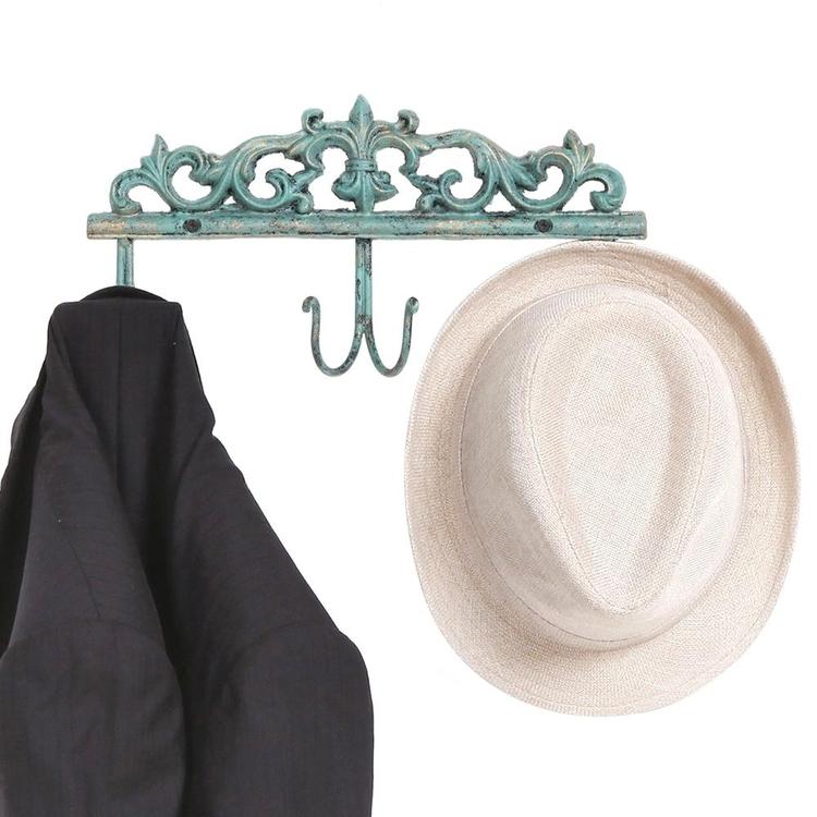 6 Hook Vintage Wall Mounted Turquoise Metal Entryway Storage Hooks - MyGift Enterprise LLC