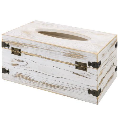 Vintage Tissue Box Holder, Whitewashed Wood - MyGift