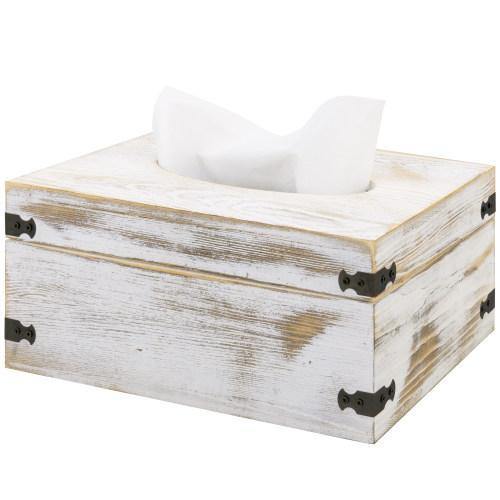 Vintage Tissue Box Holder, Whitewashed Wood - MyGift