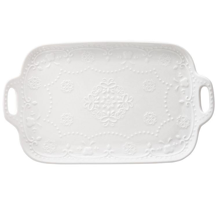 Vintage White Fleur-de-Lis Ceramic Cheese & Snack Platter - MyGift