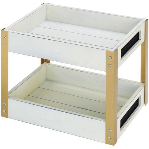 Vintage White Wood & Brass-Tone Metal Document Organizer - MyGift