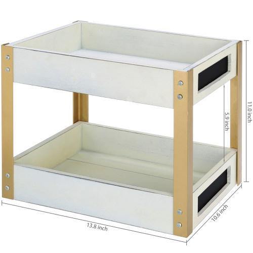 Vintage White Wood & Brass-Tone Metal Document Organizer - MyGift