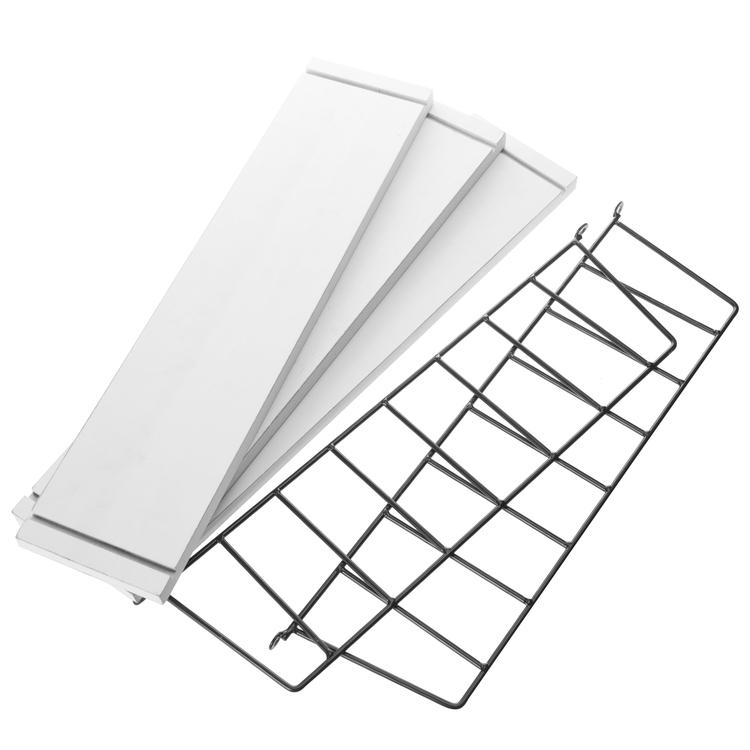 Vintage White Wood Shelf with Metal Brackets, Adjustable