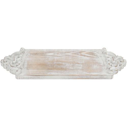 Vintage Whitewashed Distressed Solid Wood Coffee/Tea Serving Tray - MyGift
