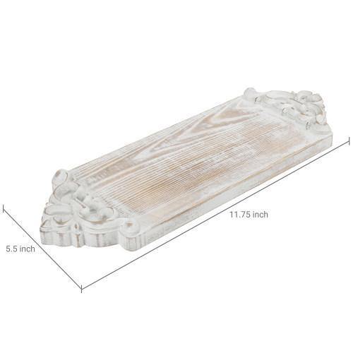 Vintage Whitewashed Distressed Solid Wood Coffee/Tea Serving Tray - MyGift