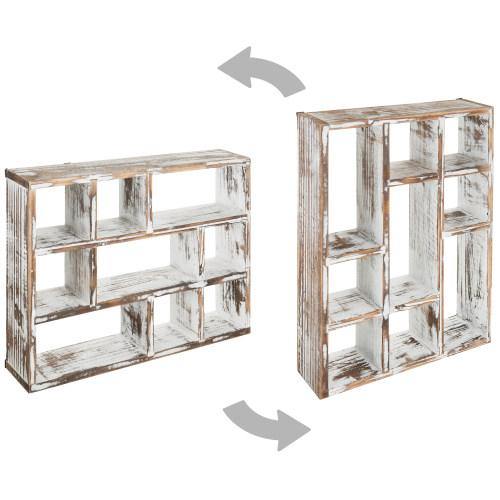 Vintage Whitewashed Wood Shadow Box Display Shelf - MyGift