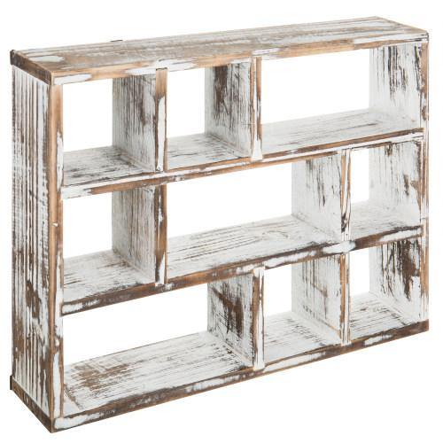 Vintage Whitewashed Wood Shadow Box Display Shelf - MyGift