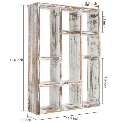 Vintage Whitewashed Wood Shadow Box Display Shelf - MyGift