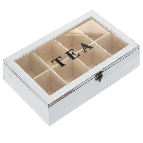 Vintage Wood Storage Box with Clear Lid
