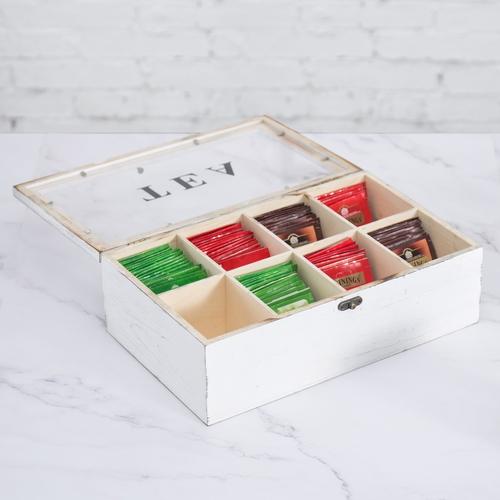 Vintage Wood Storage Box with Clear Lid