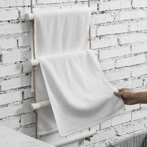 Wall Hanging Whitewashed Wood & Rope Towel Ladder - MyGift