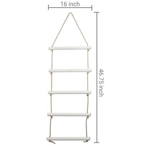 Wall Hanging Whitewashed Wood & Rope Towel Ladder - MyGift