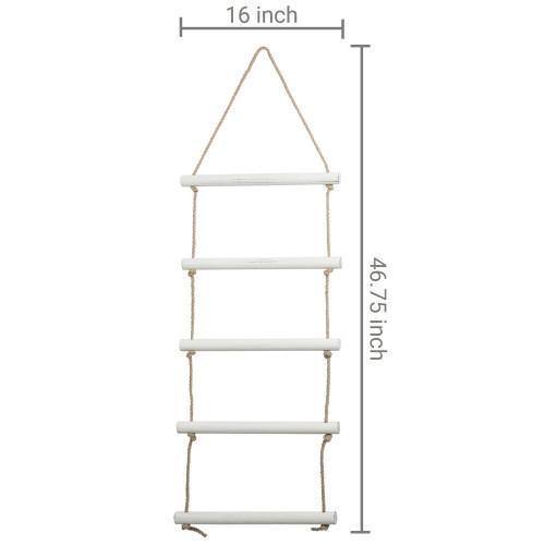 Wall Hanging Whitewashed Wood & Rope Towel Ladder - MyGift