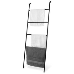 Wall Leaning Ladder Towel Rack Black Metal MyGift