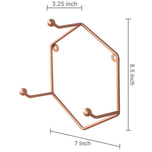 Wall Mounted 3-Hook Hexagonal Bronze Metal Mug Holders, Set of 3 - MyGift