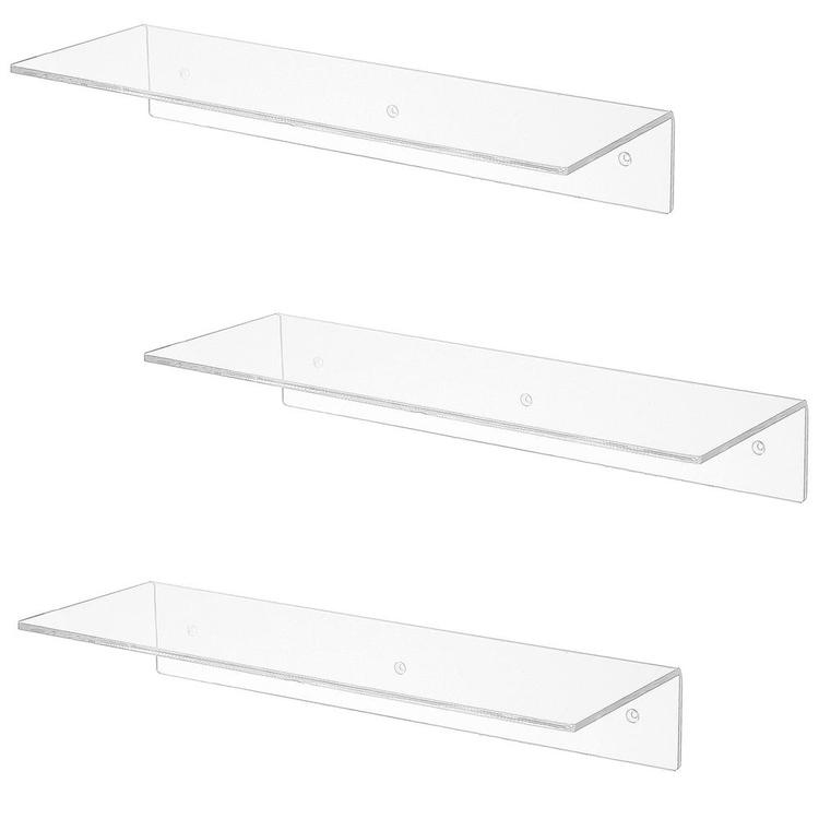 17 Inch Wall Mounted Clear Acrylic Modern Display Racks, Set of 3 - MyGift Enterprise LLC