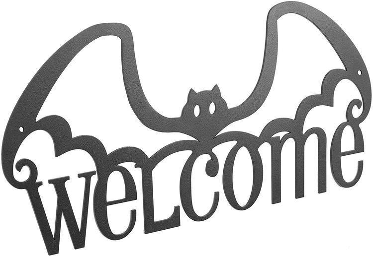 Wall Mounted Black Bat Design Welcome Sign - MyGift