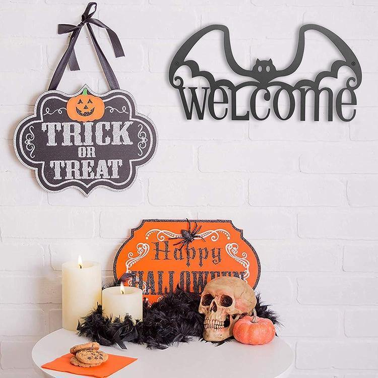 Wall Mounted Black Bat Design Welcome Sign - MyGift