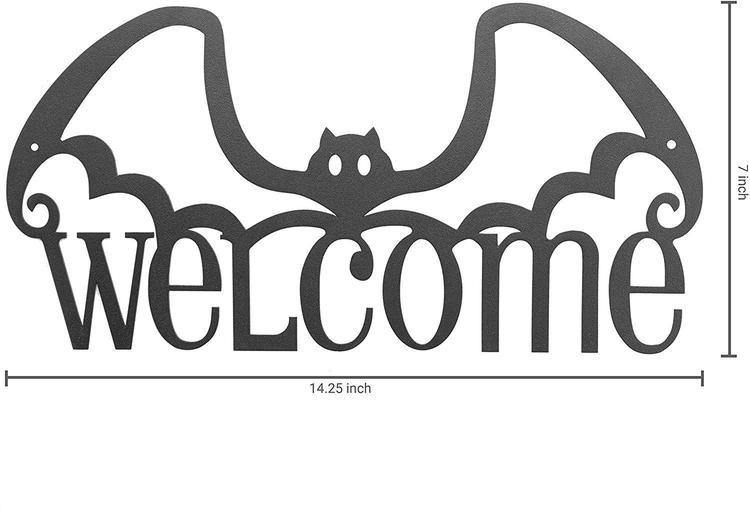 Wall Mounted Black Bat Design Welcome Sign - MyGift