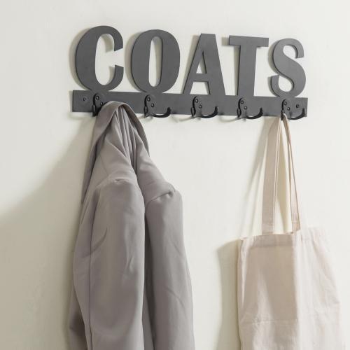 Wall Mounted Black Metal Design Rack COATS