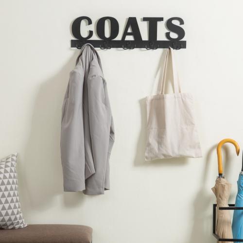 Wall Mounted Black Metal Design Rack COATS