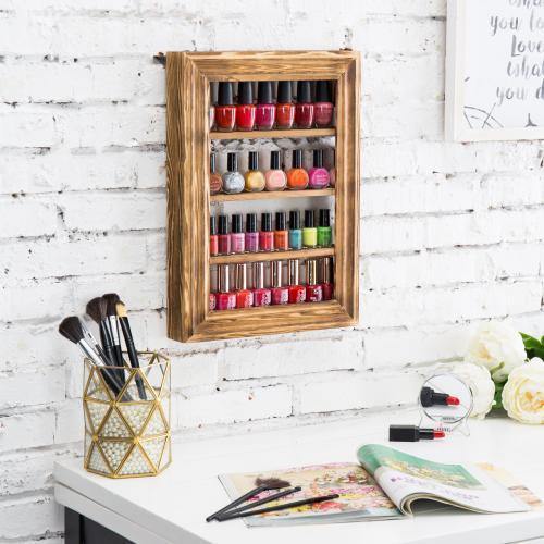 Wall-Mounted Burnt Wood Nail Polish & Essential Oil Rack - MyGift
