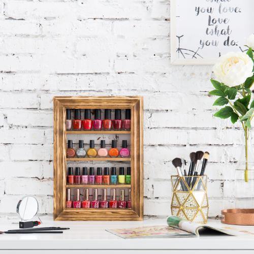 Wall-Mounted Burnt Wood Nail Polish & Essential Oil Rack - MyGift