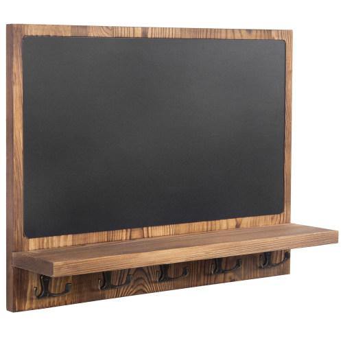 Wall Mounted Chalkboard w/ Shelf and Hooks - MyGift