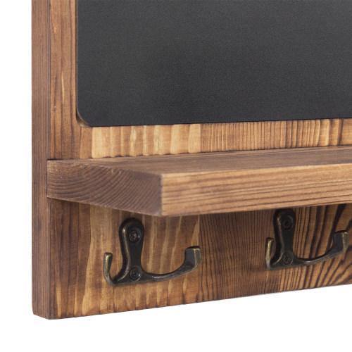 Wall Mounted Chalkboard w/ Shelf and Hooks - MyGift