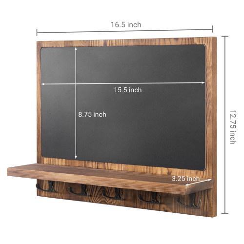 Wall Mounted Chalkboard w/ Shelf and Hooks - MyGift