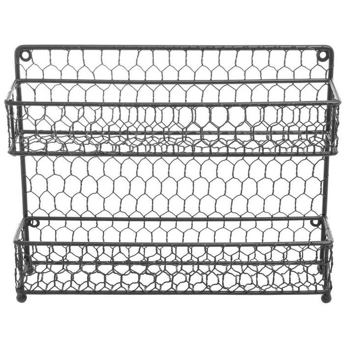 Country Style Dual Tier Wire Wall Mounted / Tabletop Spice Jar Storage Rack - MyGift Enterprise LLC