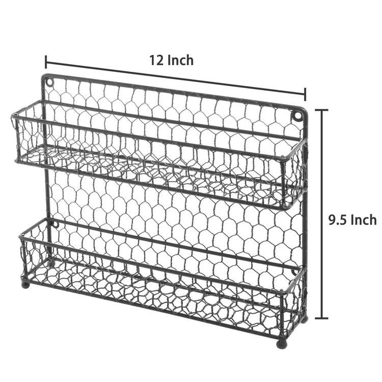 Country Style Dual Tier Wire Wall Mounted / Tabletop Spice Jar Storage Rack - MyGift Enterprise LLC