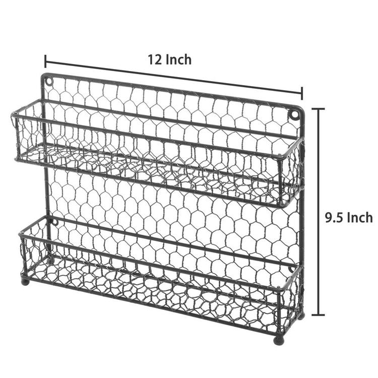 Wall-Mounted Chicken Wire Rack, 2 Tiers, Black – MyGift