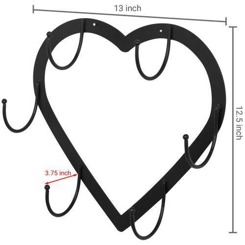 Wall Mounted Heart-Shaped Black Metal Mug Rack - MyGift