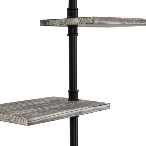 Wall Mounted Industrial Style Metal & Torched Wood Display Shelf - MyGift