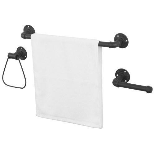 Wall Mounted Metal Pipe Bathroom Accessory Set - MyGift