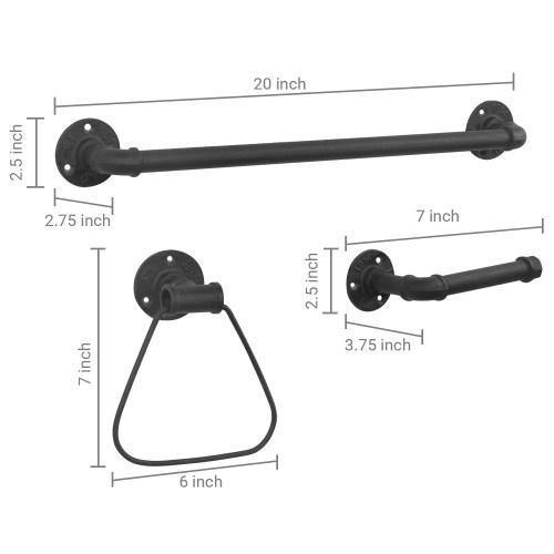 Wall Mounted Metal Pipe Bathroom Accessory Set - MyGift