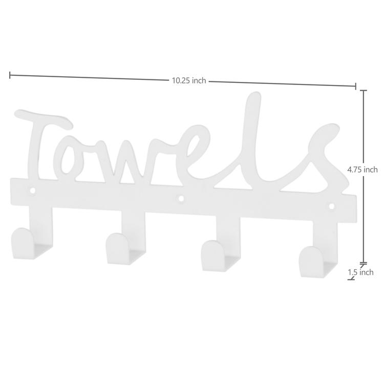 Wall Mounted Metal Towel Rack "Towels", White