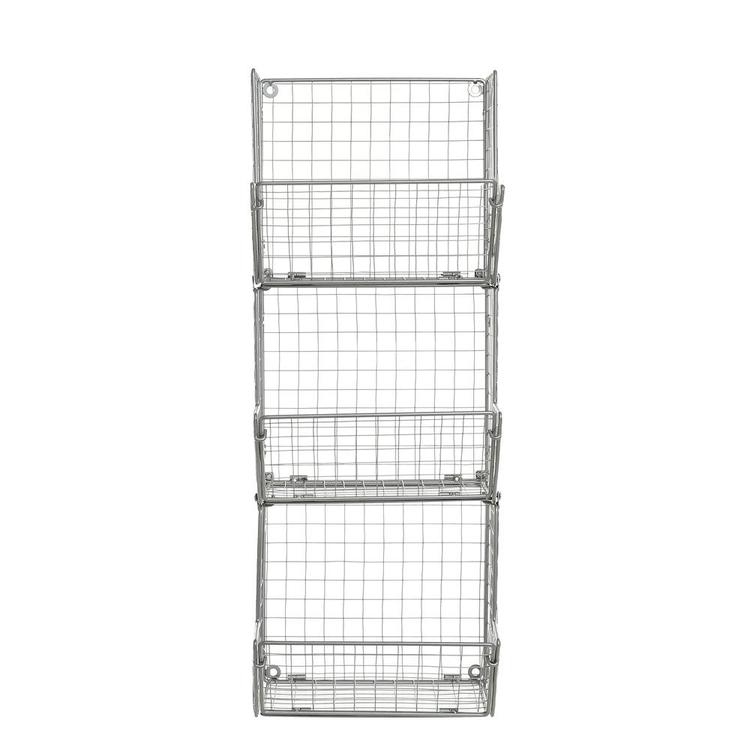 3-Tier Gray Metal Wire Wall Mounted Kitchen Produce Storage Baskets - MyGift Enterprise LLC