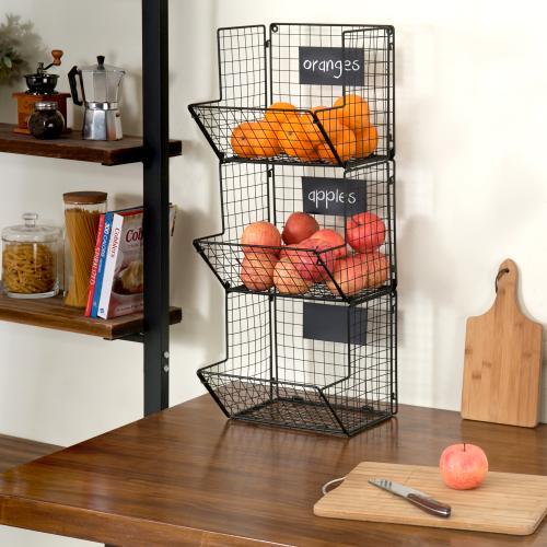 Wall Mounted Produce Baskets with Chalkboard Labels